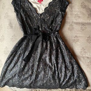 Black lace/beige lining party dress